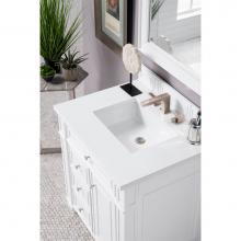 James Martin Furniture 157-V30-CWH-3CLW - Bristol 30'' Single Vanity, Cottage White, with  3 CM Classic White Quartz Top w/ Sink