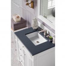 James Martin Furniture 157-V30-CWH-3CSP - Bristol 30'' Single Vanity, Cottage White, with  3 CM Charcoal Soapstone Quartz Top w/ S