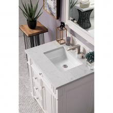 James Martin Furniture 157-V30-CWH-3EJP - Bristol 30'' Single Vanity, Cottage White, with  3 CM Eternal Jasmine Pearl Quartz Top w