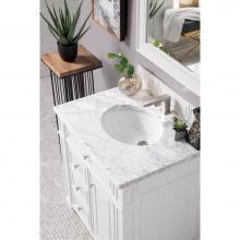 James Martin Furniture 157-V30-CWH-3OCAR - Bristol 30'' Single Vanity, Cottage White, with  3 CM Carrara White Top w/ Oval Sink