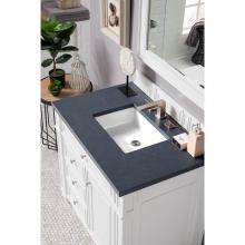 James Martin Furniture 157-V36-CWH-3CSP - Bristol 36'' Single Vanity, Cottage White, with  3 CM Charcoal Soapstone Quartz Top w/ S