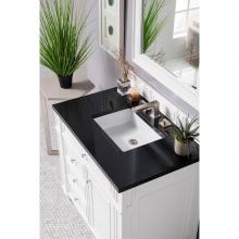 James Martin Furniture 157-V36-CWH-3IBK - Bristol 36'' Single Vanity, Cottage White, with  3 CM Iconic Black Quartz Top w/ Sink