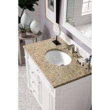 James Martin Furniture 157-V36-CWH-3ODSC - Bristol 36'' Single Vanity, Cottage White, with  3 CM Santa Cecilia Top w/ Oval Sink