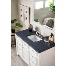 James Martin Furniture 157-V48-CWH-3CSP - Bristol 48'' Single Vanity, Cottage White, with  3 CM Charcoal Soapstone Quartz Top w/ S