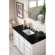 James Martin Furniture 157-V48-CWH-3IBK - Bristol 48'' Single Vanity, Cottage White, with  3 CM Iconic Black Quartz Top w/ Sink