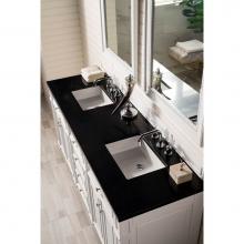 James Martin Furniture 157-V72-CWH-3IBK - Bristol 72'' Double Vanity, Cottage White, with  3 CM Iconic Black Quartz Top w/ Sink