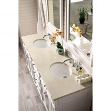 James Martin Furniture 157-V72-CWH-3OGLB - Bristol 72'' Double Vanity, Cottage White, with  3 CM Galala Beige Top w/ Oval Sink