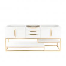 James Martin Furniture 388-V72S-GW-RG-GW - Columbia 72'' Single Vanity, Glossy White, Radiant Gold w/ Glossy White Composite Top