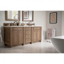 James Martin Furniture 157-V72-WW-3AF - Bristol 72'' Double Vanity Whitewashed Walnut w/ 3 CM Arctic Fall Solid Surface Top