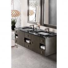 James Martin Furniture 860-V60D-SOK-3IBK - Sonoma 60'' Double Vanity, Silver Oak w/ 3 CM Iconic Black Quartz Top