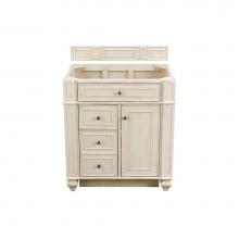 James Martin Furniture 157-V30-VV-3IBK - Bristol 30'' Single Vanity, Vintage Vanilla, w/ 3 CM Iconic Black Quartz Top