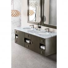 James Martin Furniture 860-V60D-SOK-3OCAR - Sonoma 60'' Double Vanity, Silver Oak w/ 3 CM Carrara White Top