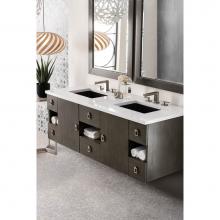 James Martin Furniture 860-V60D-SOK-3CLW - Sonoma 60'' Double Vanity, Silver Oak w/ 3 CM Classic White Quartz Top