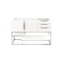 James Martin Furniture 388-V48-GW-BN-MW - Columbia 48'' Single Vanity, Glossy White, w/ Matte White Solid Surface Top