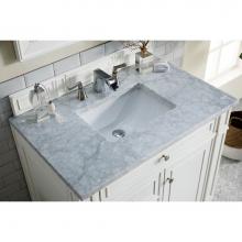 James Martin Furniture 157-V36-BW-3CAR - Bristol 36'' Single Vanity, Bright White w/ 3 CM Carrara Marble Top