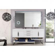 James Martin Furniture 388-V72D-GW-BN-GW - Columbia 72'' Double Vanity, Glossy White w/ Glossy White Composite Top