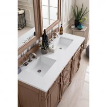 James Martin Furniture 157-V60D-WW-3CLW - Bristol 60'' Double Vanity Whitewashed Walnut, w/ 3 CM Classic White Quartz Top