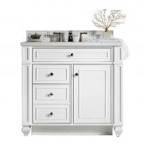 James Martin Furniture 157-V36-BW-3AF - Bristol 36'' Single Vanity, Bright White w/ 3 CM Arctic Fall Solid Surface Top