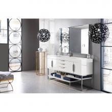 James Martin Furniture 388-V72S-GW-BN-GW - Columbia 72'' Single Vanity, Glossy White w/ Glossy White Composite Top