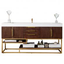 James Martin Furniture 388-V72S-CFO-RG-GW - Columbia 72'' Single Vanity, Coffee Oak, Radiant Gold w/ Glossy White Composite Top