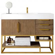 James Martin Furniture 388-V48-LTO-RG-GW - Columbia 48'' Single Vanity, Latte Oak, Radiant Gold w/ Glossy White Composite Top