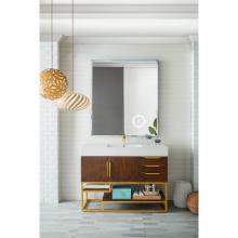 James Martin Furniture 388-V48-CFO-RG-GW - Columbia 48'' Single Vanity, Coffee Oak, Radiant Gold w/ Glossy White Composite Top