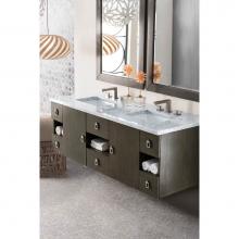 James Martin Furniture 860-V60D-SOK-3CAR - Sonoma 60'' Double Vanity, Silver Oak w/ 3 CM Carrara Marble Top