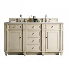 James Martin Furniture 157-V60D-VV-3AF - Bristol 60'' Double Vanity, Vintage Vanilla w/ 3 CM Arctic Fall Solid Surface Top