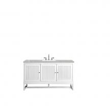 James Martin Furniture E645-V60S-GW-3ESR - Athens 60'' Single Vanity Cabinet , Glossy White, w/ 3 CM Eternal Serena Top