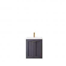 James Martin Furniture E303-V24-MG-WG - Chianti 24'' Single Vanity Cabinet, Mineral Grey w/ White Glossy Resin Countertop