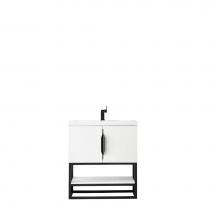 James Martin Furniture 388-V31.5-GW-MBK-WG - Columbia 31.5'' Single Vanity Cabinet, Glossy White, Matte Black, w/ White Glossy Resin