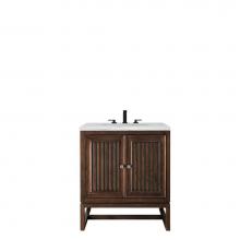 James Martin Furniture E645-V30-MCA-3AF - Athens 30'' Single Vanity Cabinet, Mid Century Acacia, w/ 3 CM Arctic Fall Solid Surface