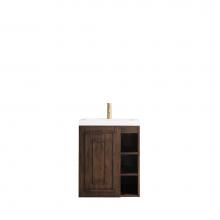 James Martin Furniture E110-V24-MCA-WG - Alicante'' 24'' Single Vanity Cabinet, Mid Century Acacia w/ White Glossy Resi