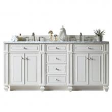 James Martin Furniture 157-V72-BW-3CAR - Bristol 72'' Double Vanity, Bright White w/ 3 CM Carrara Marble Top