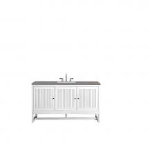 James Martin Furniture E645-V60S-GW-3GEX - Athens 60'' Single Vanity Cabinet , Glossy White, w/ 3 CM Grey Expo Quartz Top