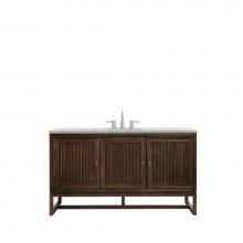 James Martin Furniture E645-V60S-MCA-3EJP - Athens 60'' Single Vanity Cabinet , Mid Century Acacia, w/ 3 CM Eternal Jasmine Pearl Qu