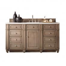 James Martin Furniture 157-V60S-WW-3EJP - Bristol 60'' Single Vanity Whitewashed Walnut, w/ 3 CM Eternal Jasmine Pearl Quartz Top