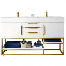 James Martin Furniture 388-V59D-GW-RG - Columbia 59'' Double Vanity, Glossy White, Radiant Gold