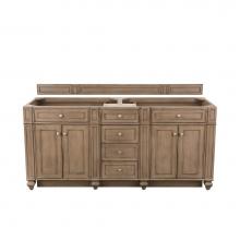 James Martin Furniture 157-V72-WW-3GEX - Bristol 72'' Double Vanity Whitewashed Walnut, w/ 3 CM Grey Expo Quartz Top