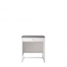 James Martin Furniture E645-DU30-GW-3GEX - Athens 30''  Countertop  Unit (makeup counter), Glossy White w/ 3 CM Grey Expo Quartz To