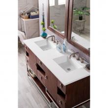 James Martin Furniture 860-V60D-CFO-3CLW - Sonoma 60'' Double Vanity, Coffee Oak, w/ 3 CM Classic White Quartz Top