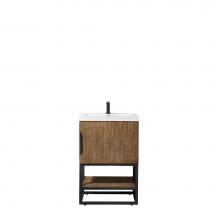 James Martin Furniture 388-V24-LTO-MBK-WG - Columbia 24'' Single Vanity Cabinet, Latte Oak, Matte Black w/ White Glossy Resin Counte