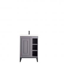 James Martin Furniture E110-V24-GSM-MBK-WG - Alicante'' 24'' Single Vanity Cabinet, Grey Smoke, Matte Black w/White Glossy