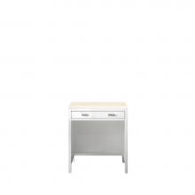 James Martin Furniture E444-CU30-GW-3EMR - Addison 30'' Free-standing Countertop Unit (Makeup Counter), Glossy White w/ 3 CM Eterna