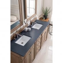 James Martin Furniture 157-V72-WW-3CSP - Bristol 72'' Double Vanity Whitewashed Walnut, w/ 3 CM Charcoal Soapstone Quartz Top