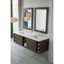 James Martin Furniture 860-V72-SOK-3CLW - Sonoma 72'' Double Vanity, Silver Oak w/ 3 CM Classic White Quartz Top