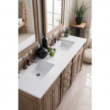 James Martin Furniture 157-V72-WW-3CLW - Bristol 72'' Double Vanity Whitewashed Walnut, w/ 3 CM Classic White Quartz Top