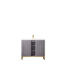 James Martin Furniture E110-V39.5-GSM-RGD-WG - Alicante'' 39.5'' Single Vanity Cabinet, Grey Smoke, Radiant Gold w/White Glos