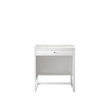 James Martin Furniture E645-DU30-GW-3EJP - Athens 30''  Countertop  Unit (makeup counter), Glossy White w/ 3 CM Eternal Jasmine Pea