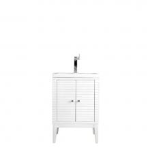 James Martin Furniture E213-V24-GW-WG - Linden 24'' Single Vanity Cabinet, Glossy White w/ White Glossy Resin Countertop